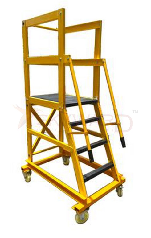 Model No. F10100 Fibreglass Mobile Platform Ladder for Electrical, Warehouse and Commercial Access Use, Professional Insulated Rolling Ladder for Maintenance, Picking and Installation Tasks